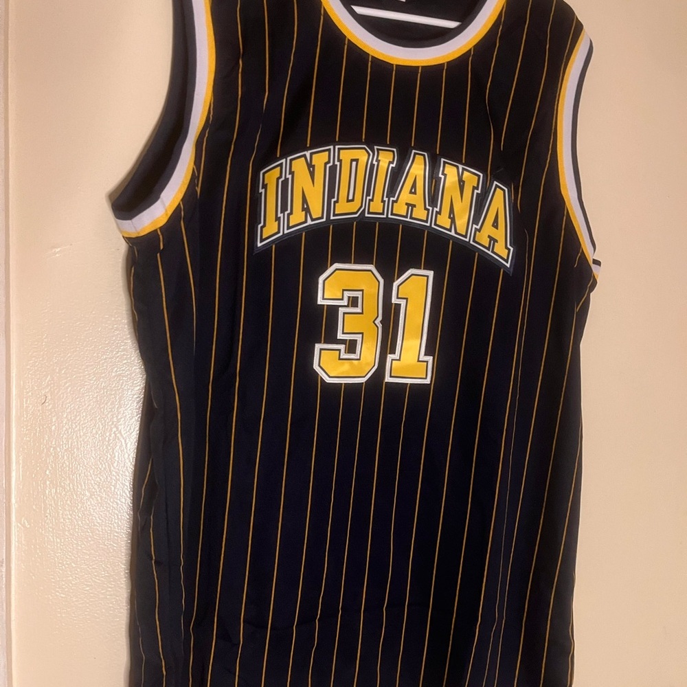 embroidered indiana reggie pinstripe basketball jersey